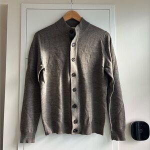 Suitsupply Fine Merino Wool Cardigan – Taupe – Size Small